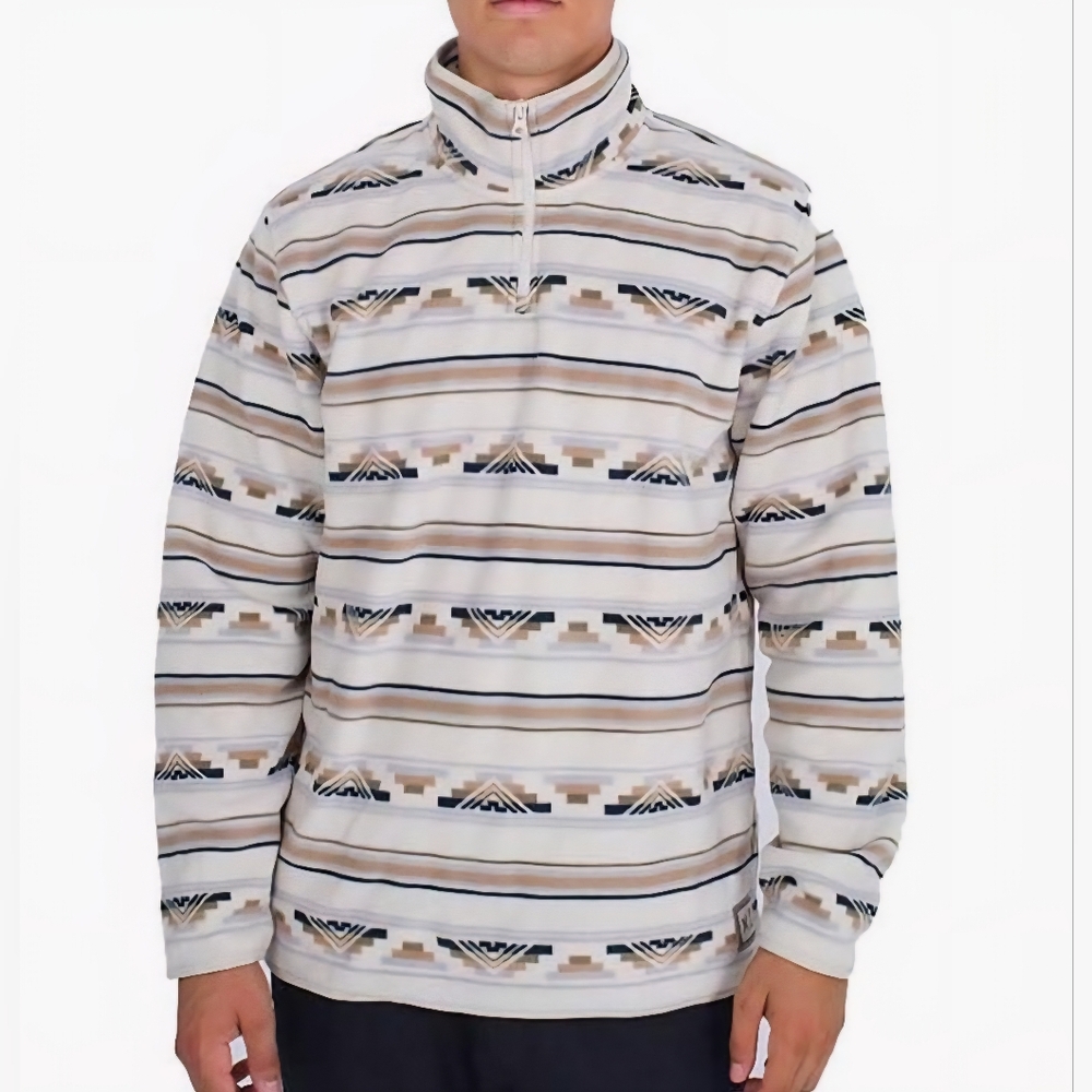 NWT Hurley Men's Mesa Windchill 1/4 Zip Fleece Pullover Bone Size S